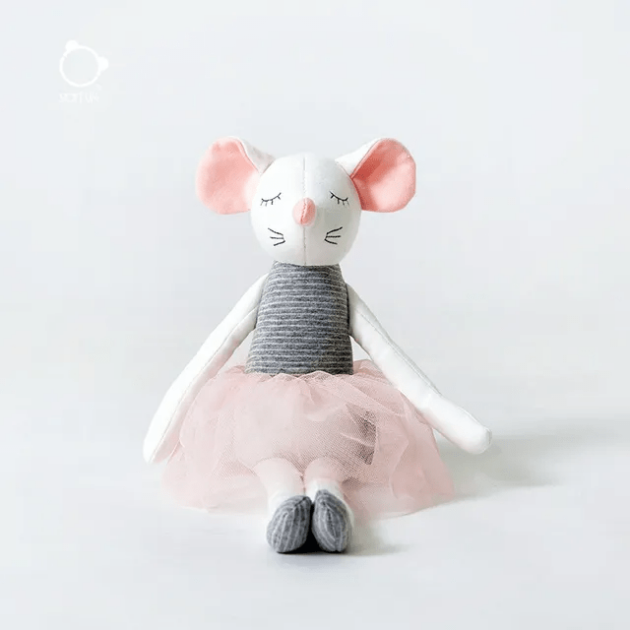 Huggiies Pink mouse little sister plush toy children's accompany sleeping gauze skirt doll girl birthday gift short plush action figure Handmade Stuffed Animal Toys Free Shipping Worldwide With Love♡