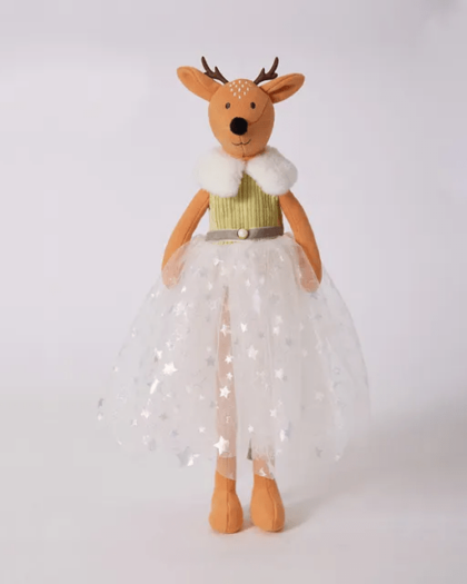 Huggiies Deer plush toy children's accompany sleeping gauze skirt doll girl birthday gift short plush action figure Handmade Stuffed Animal Toys Free Shipping Worldwide With Love♡